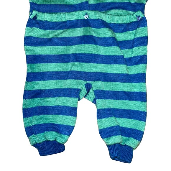 Vintage Rare City Kids Airplane Sweater Romper Baby Boys 12 Months Striped Blue - Picture 7 of 9